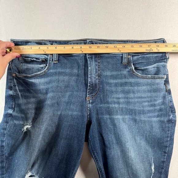 Silver Jeans Womens 18 Blue Boyfriend Straight Mid Rise Medium Wash Stretch - Picture 7 of 11